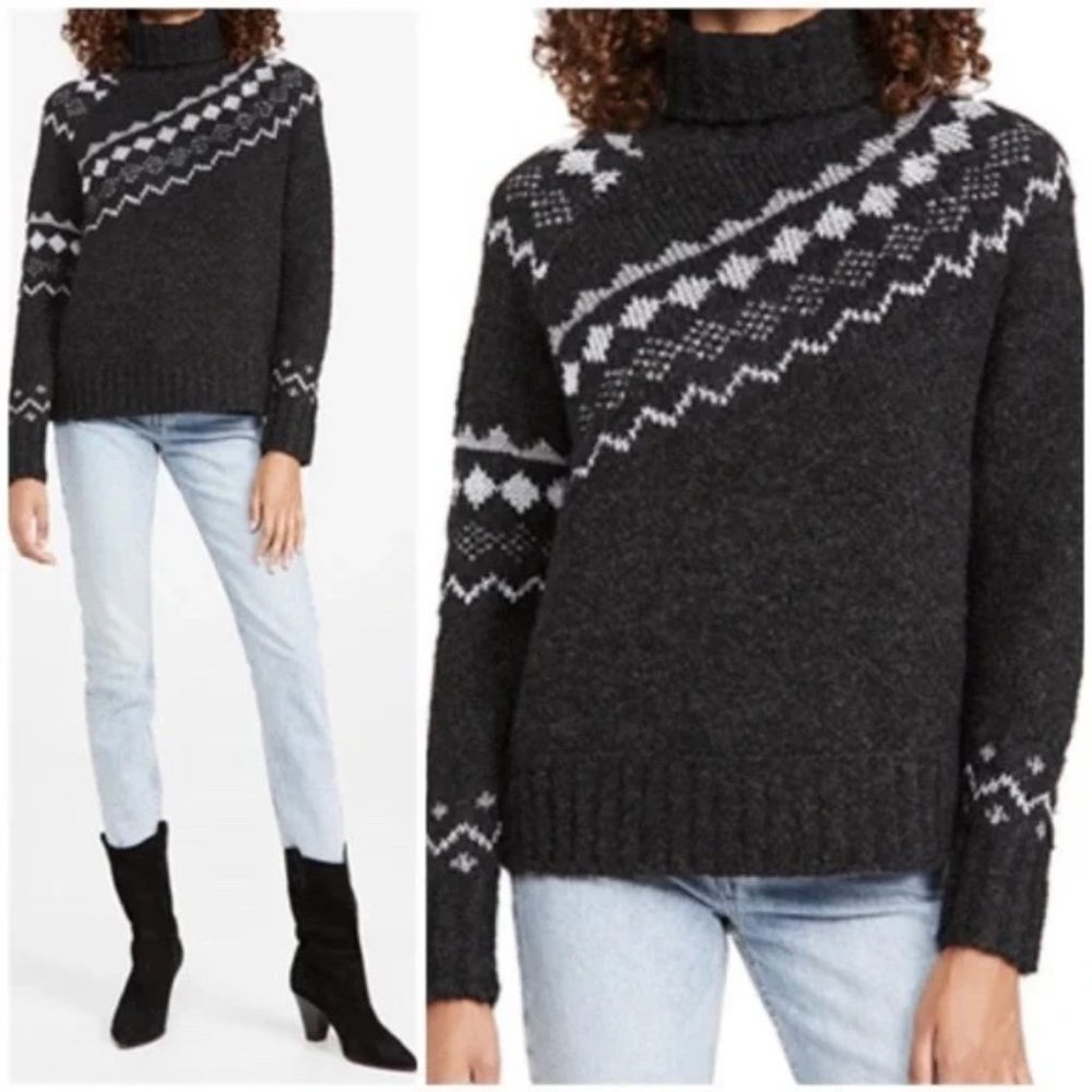 Sale! Derek Lam 10 Crosby Grammer Diagonal Fair Isle Turtleneck Sweater